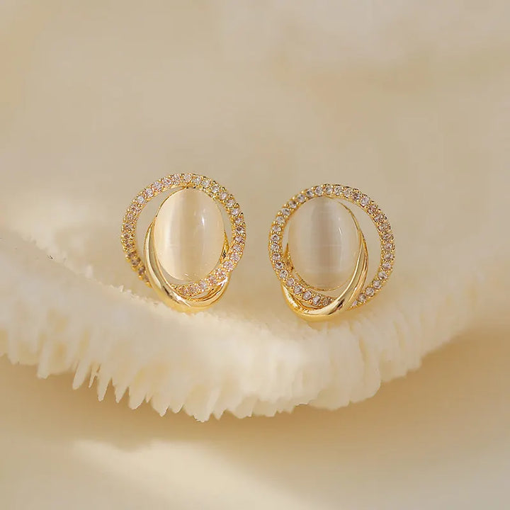 Cecilia Golden Radiance Crystal Frame Stud Earrings