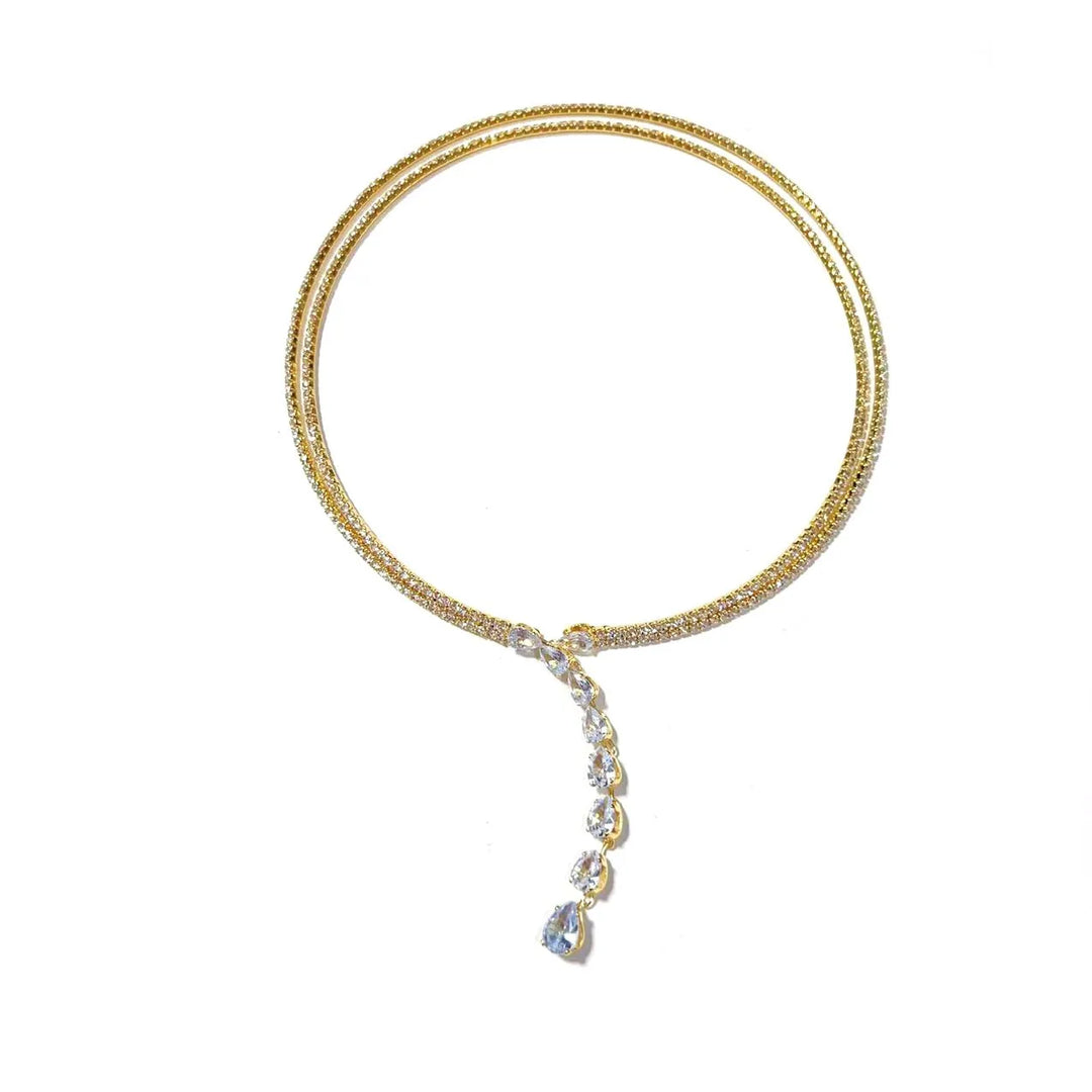 Fashionable irregular sparkling rhinestone zircon necklace