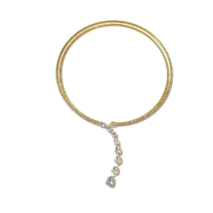 Fashionable irregular sparkling rhinestone zircon necklace