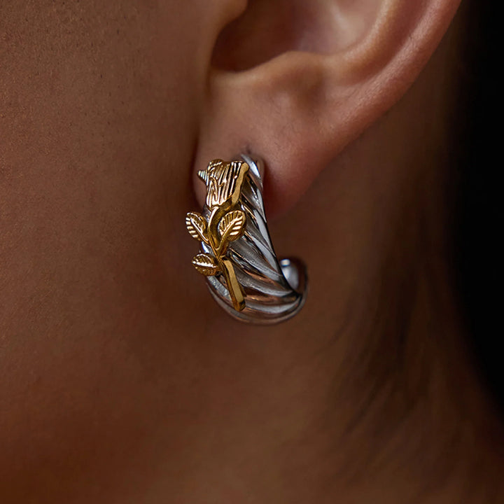 Golden Rose Steel Earrings