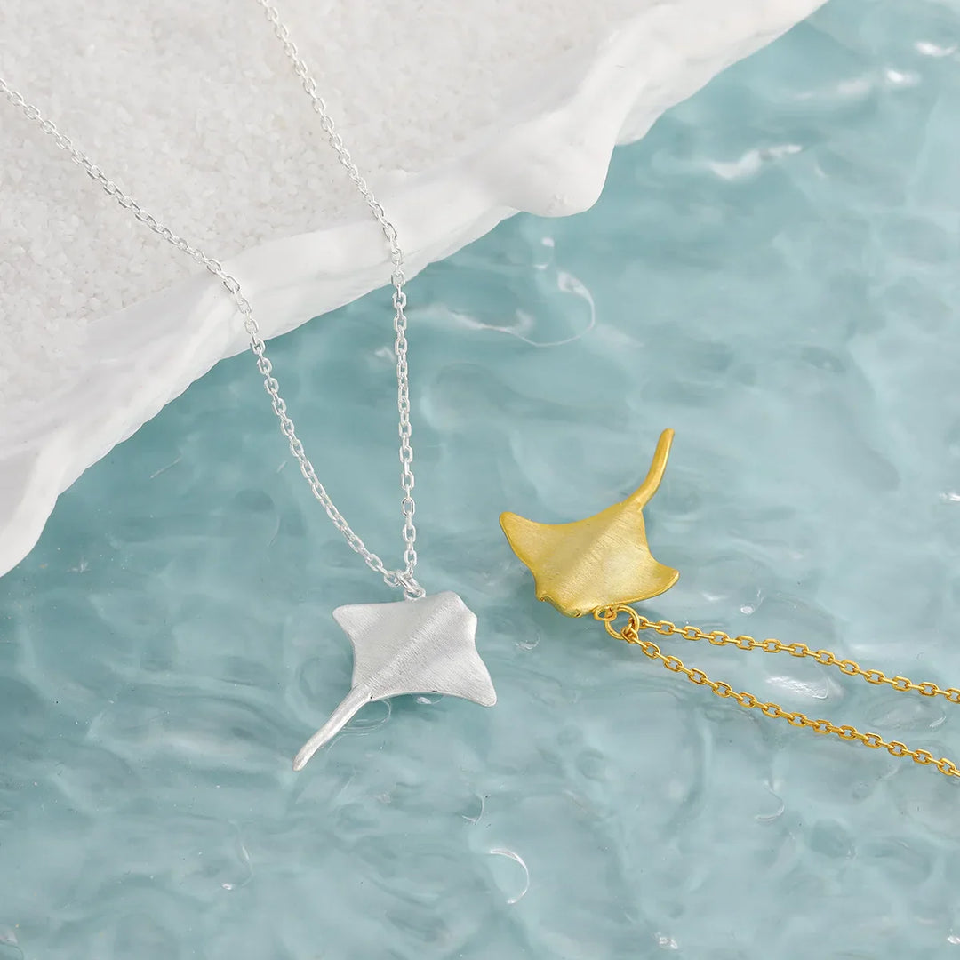 Ocean Matte Manta Ray 925 Sterling Silver Necklace