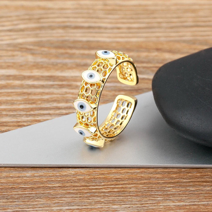 Open Evil Eye Hex Ring