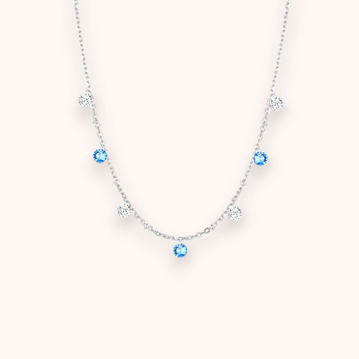 Shining Silver Blue & White CZ Star Necklace – 925 Sterling Silver