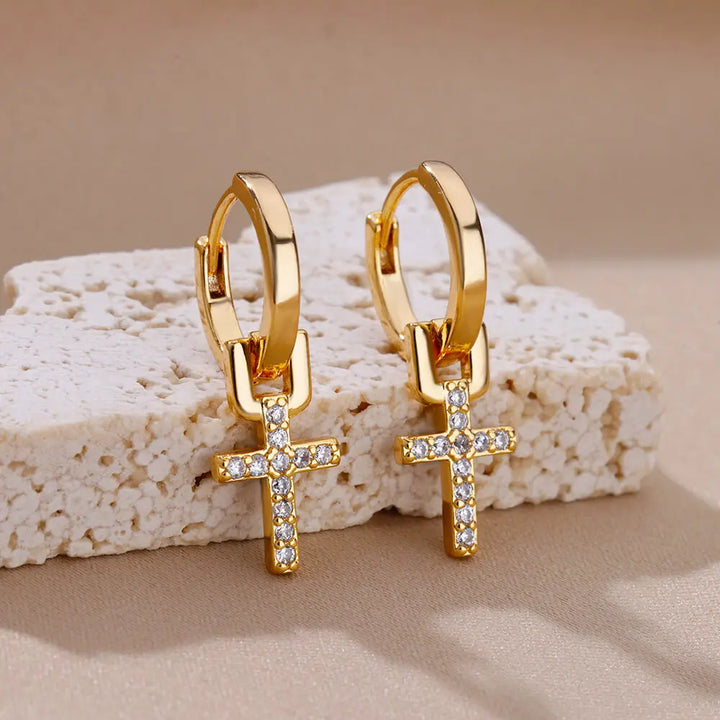 Selah Cross Charm Hoops