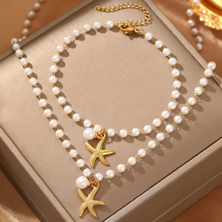 Pearl Beach Charm Jewelry Set