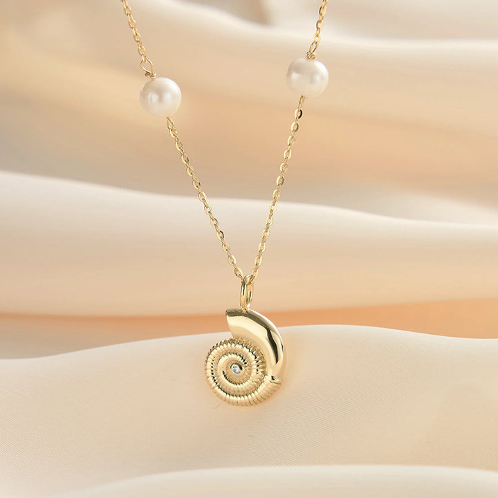 Sea Shell Freshwater Pearl Necklace – 925 Sterling Silver
