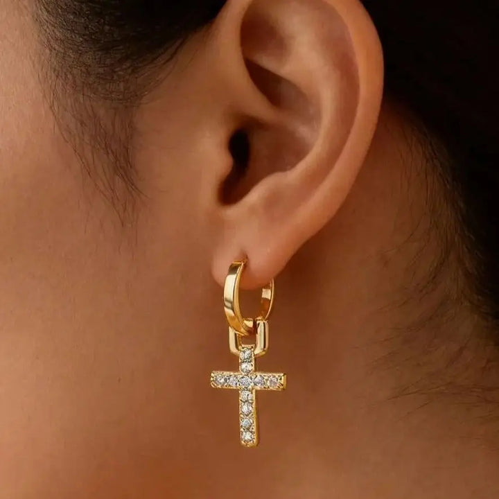 Selah Cross Charm Hoops