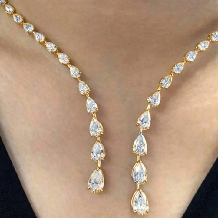 Stonefans Fashion Zircon Water Drop Collar Necklace