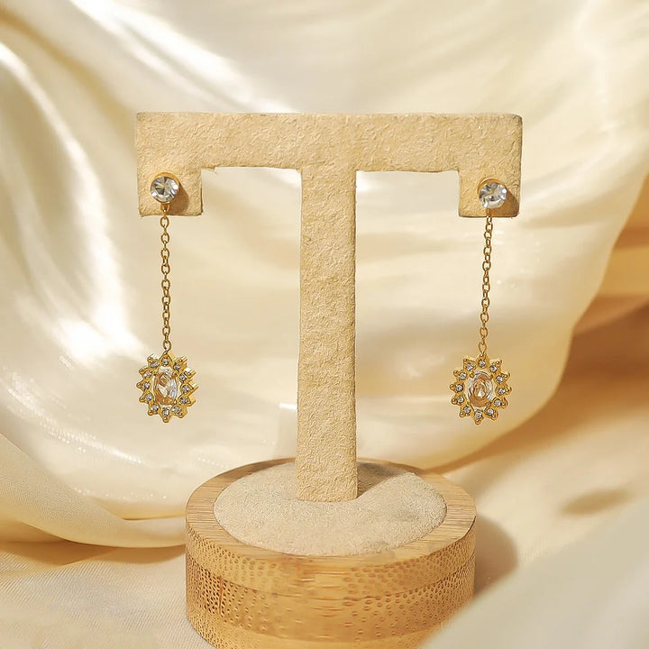 Crystal Medallion Drop Earrings