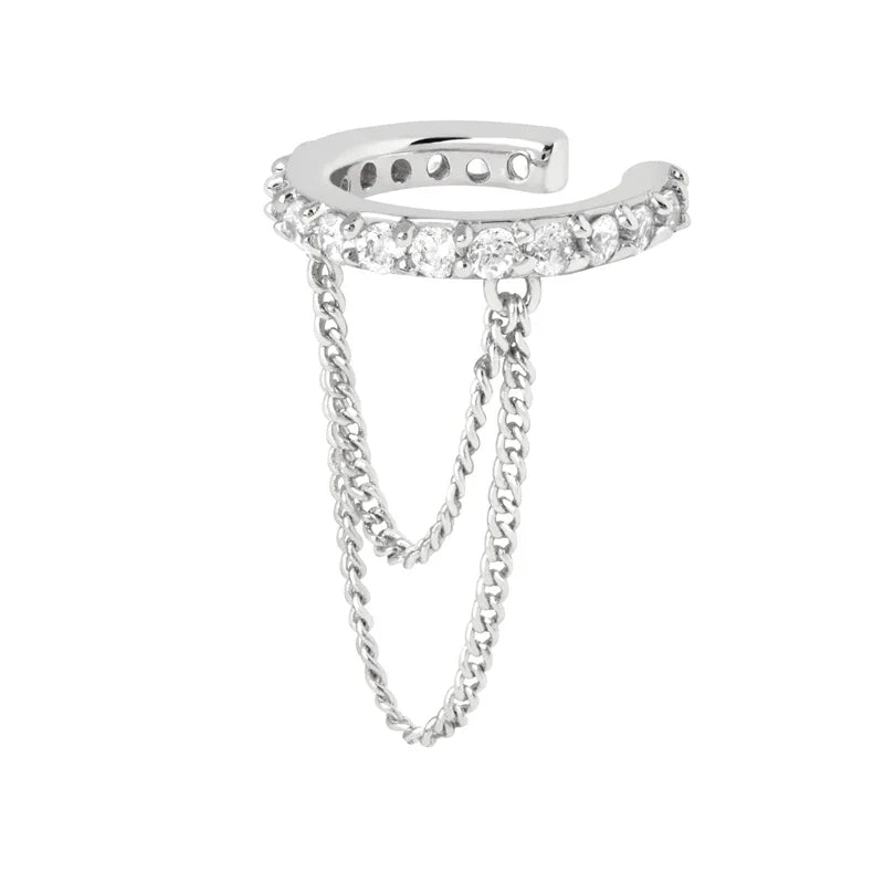 Golden Fall Chain Ear Cuff - 925 Sterling Silver