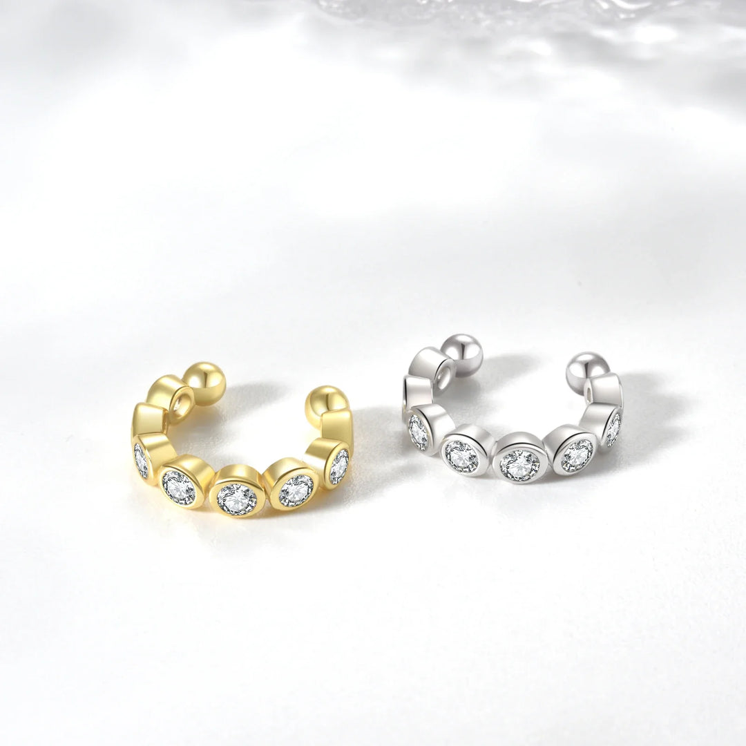 Bezel Stone 925 Sterling Silver Ear Cuff
