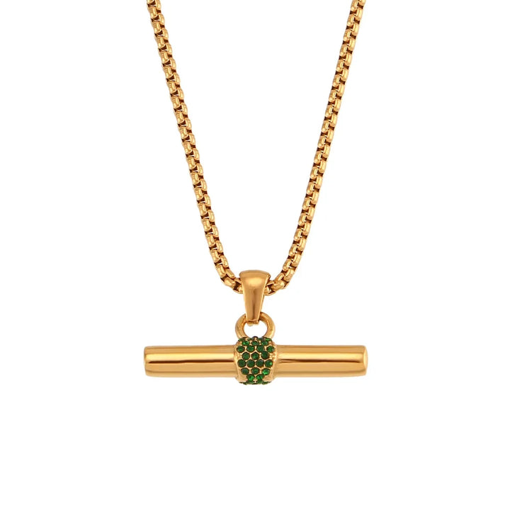 18k Minimal T-Bar Necklace