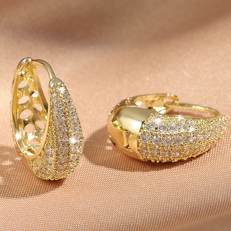 Pave Teardrop Huggie Earrings