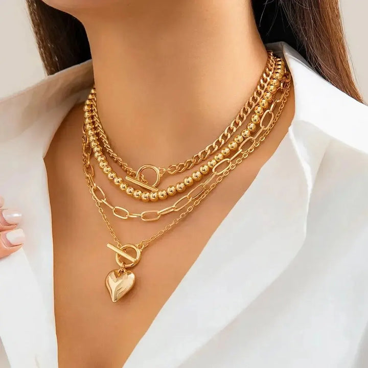 The Eternal Bonds Layered Heart Necklace