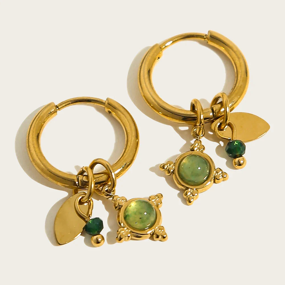 Elaris Jade Charm Hoops
