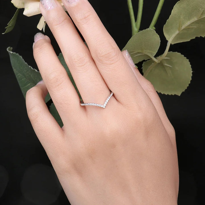V-Shaped  925 Sterling Silver Moissanite Ring
