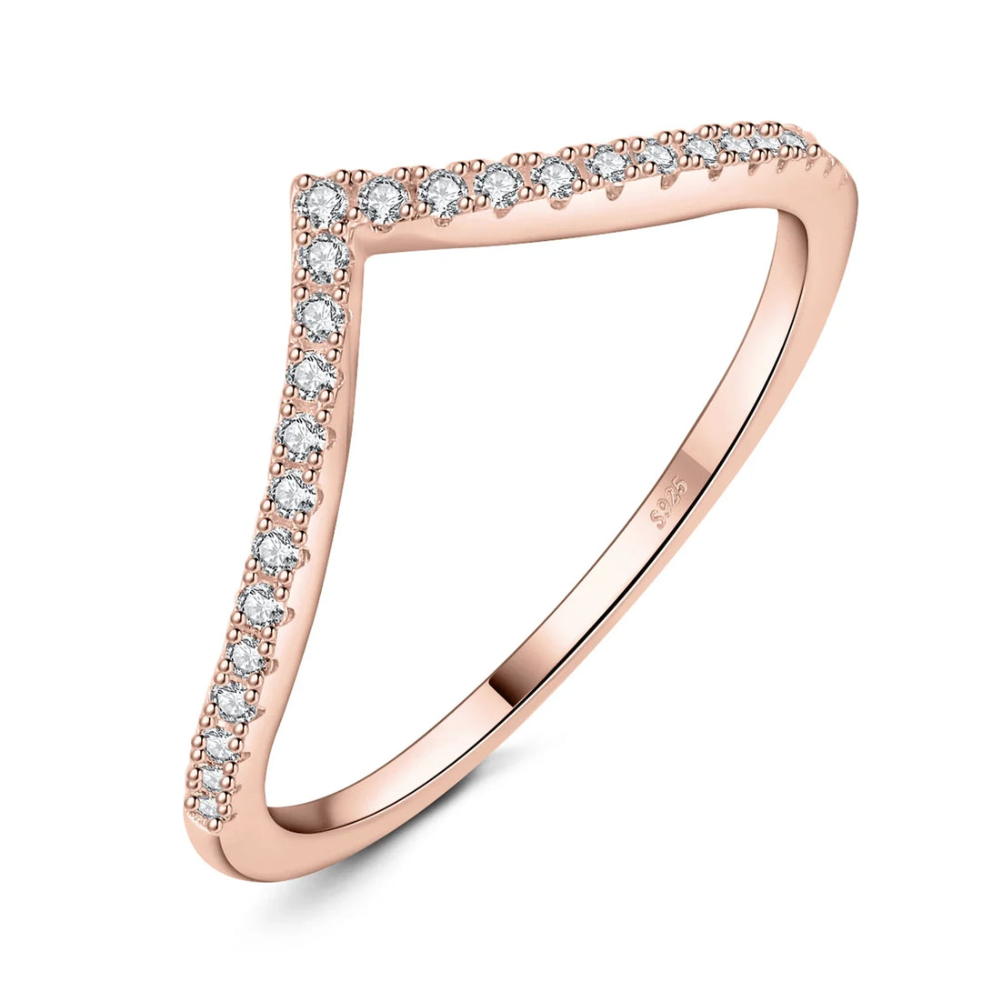 V-Shaped  925 Sterling Silver Moissanite Ring