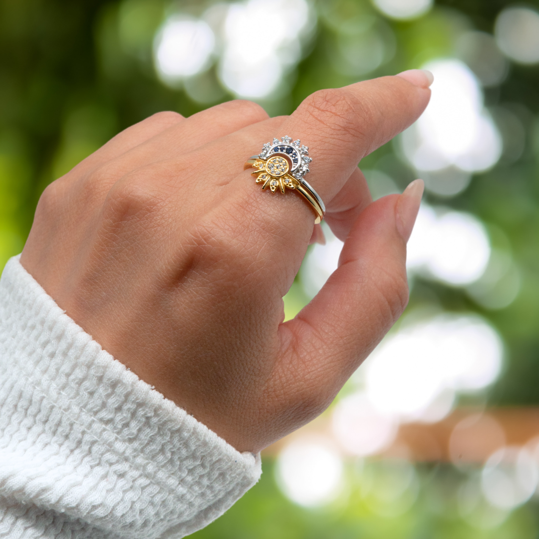 Set of Two Celestial Rings - Sun & Moon