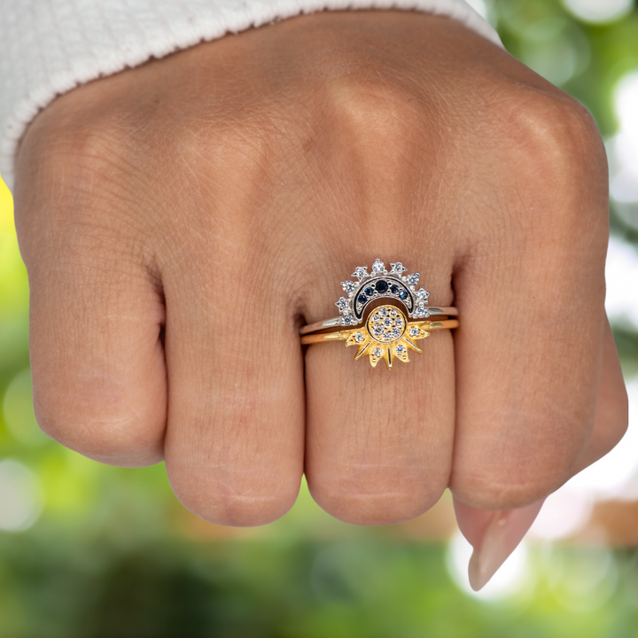 Set of Two Celestial Rings - Sun & Moon