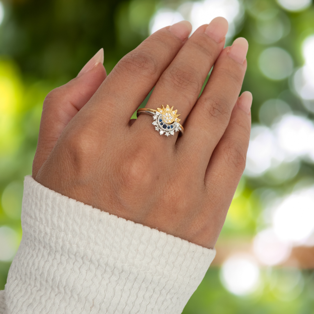 Set of Two Celestial Rings - Sun & Moon