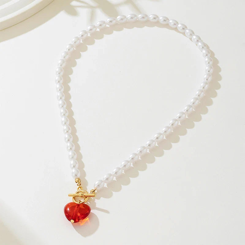 Classic Grace Pearl Heart Toggle Necklace