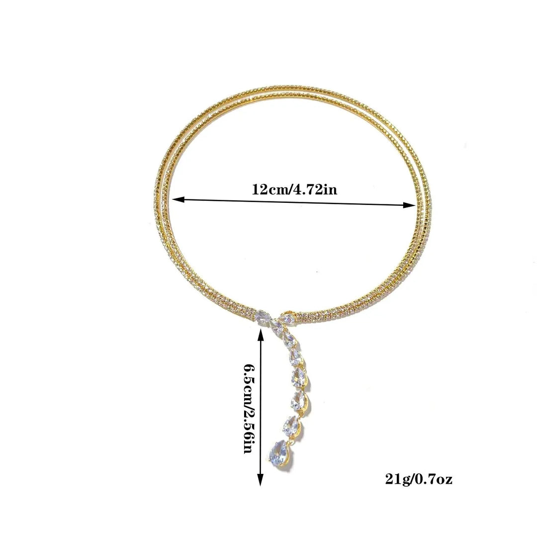 Fashionable irregular sparkling rhinestone zircon necklace
