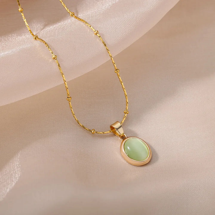 Elise Oval Stone Necklace