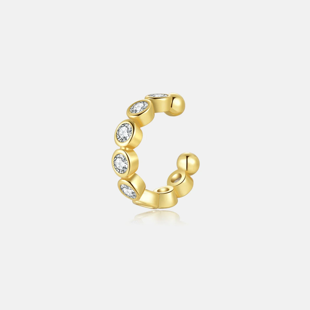Bezel Stone 925 Sterling Silver Ear Cuff