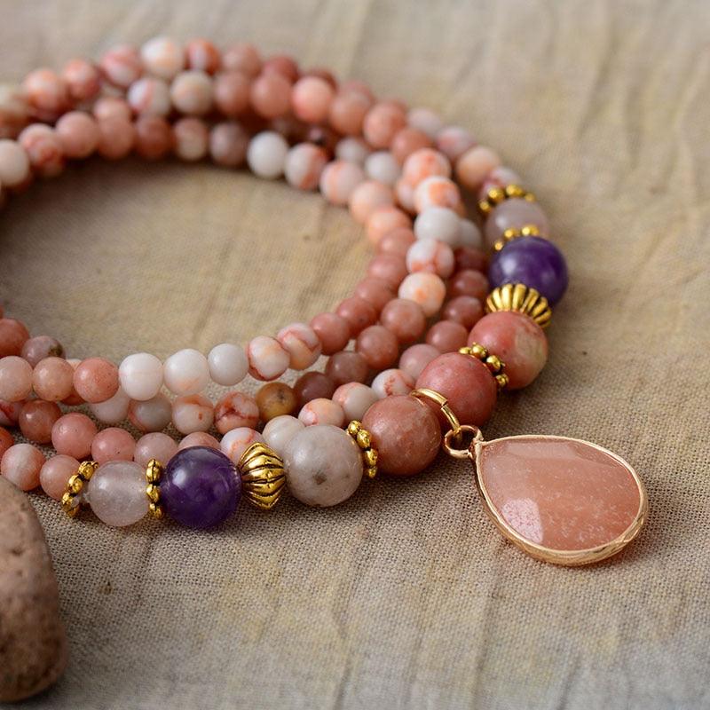 Pink Jasper Serenity Wrap Bracelet–Necklace