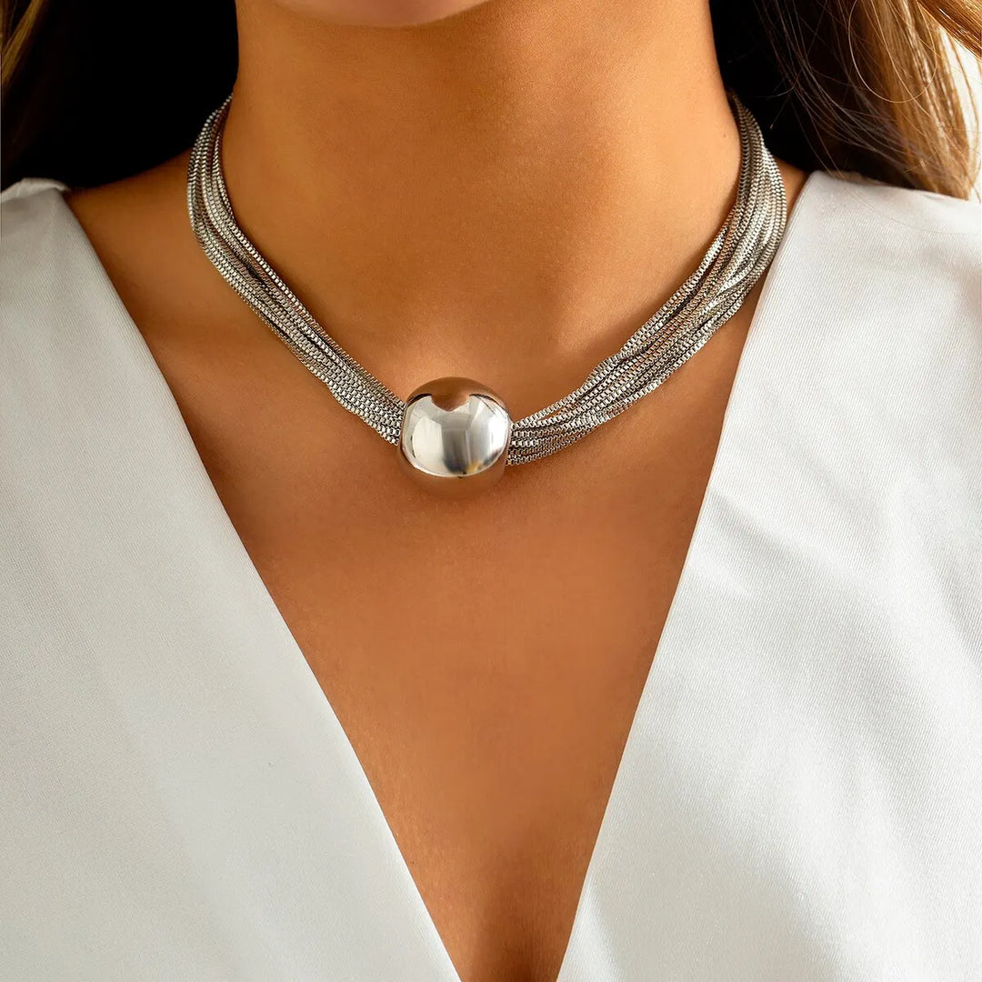 Kaelora Sculpted Rope Link Statement Necklace