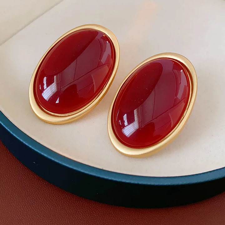 Valora Crimson Oval Earrings