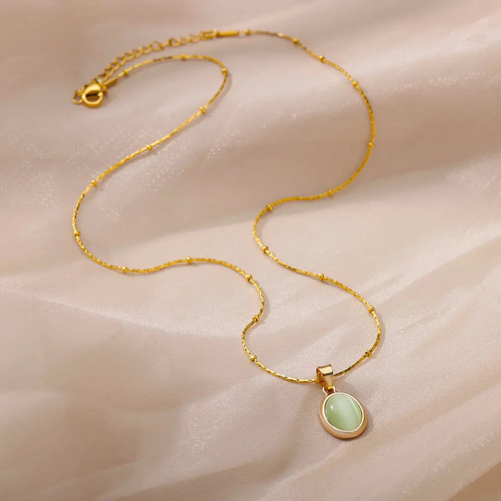 Elise Oval Stone Necklace