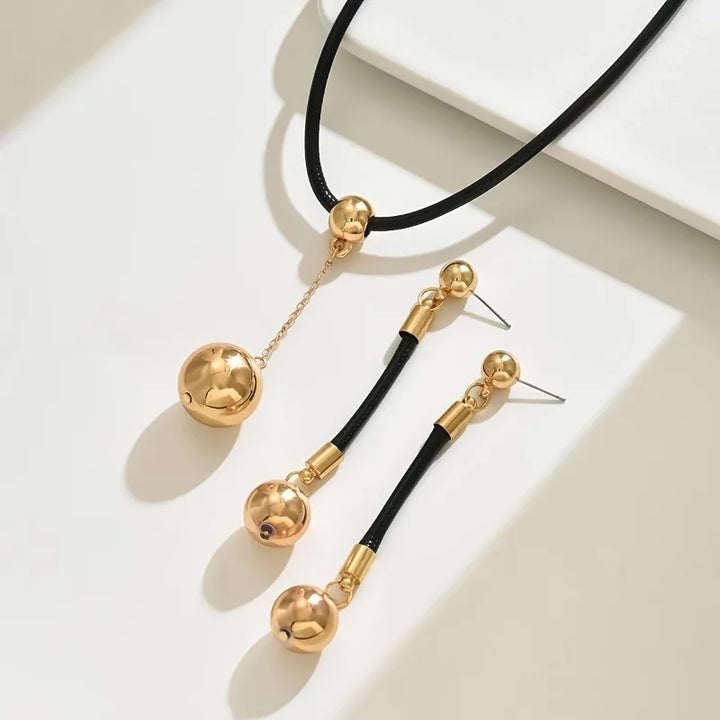 Zorelle Sleek Black Strand Pendant Jewelry Set