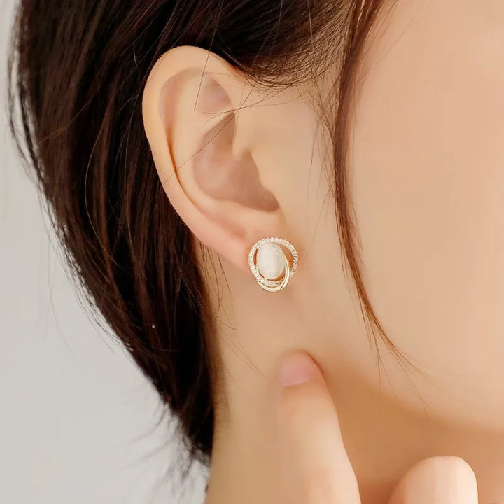 Cecilia Golden Radiance Crystal Frame Stud Earrings