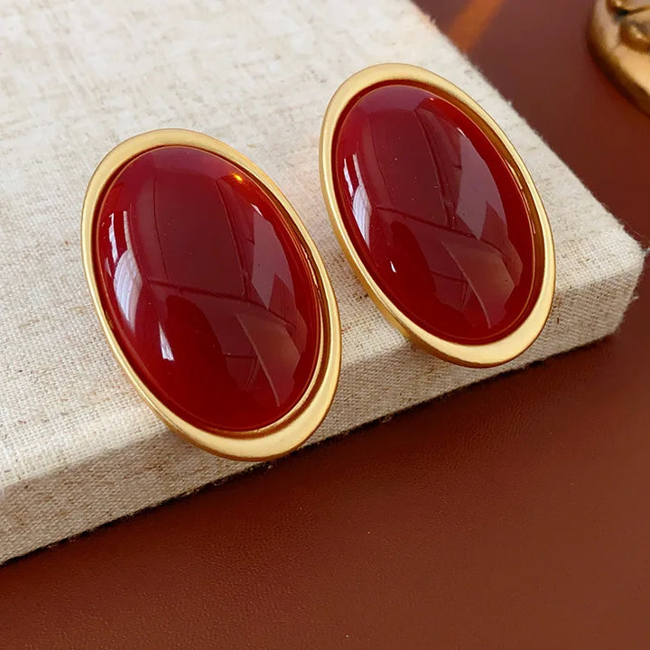 Valora Crimson Oval Earrings