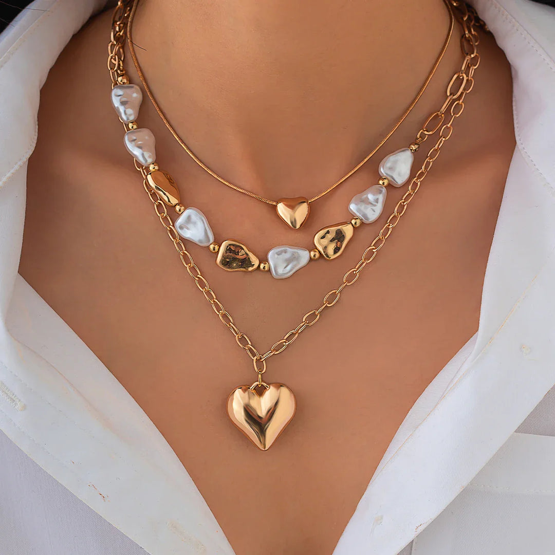 The Heart & Pearl Trinity Set
