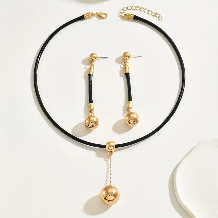 Zorelle Sleek Black Strand Pendant Jewelry Set