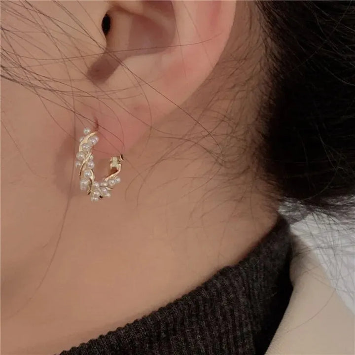 Natalia Textured Pearl Hoops