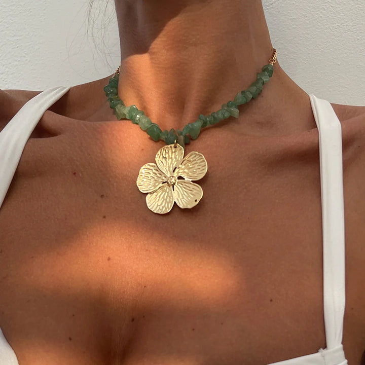 Caelora Textured Gold Petal Necklace