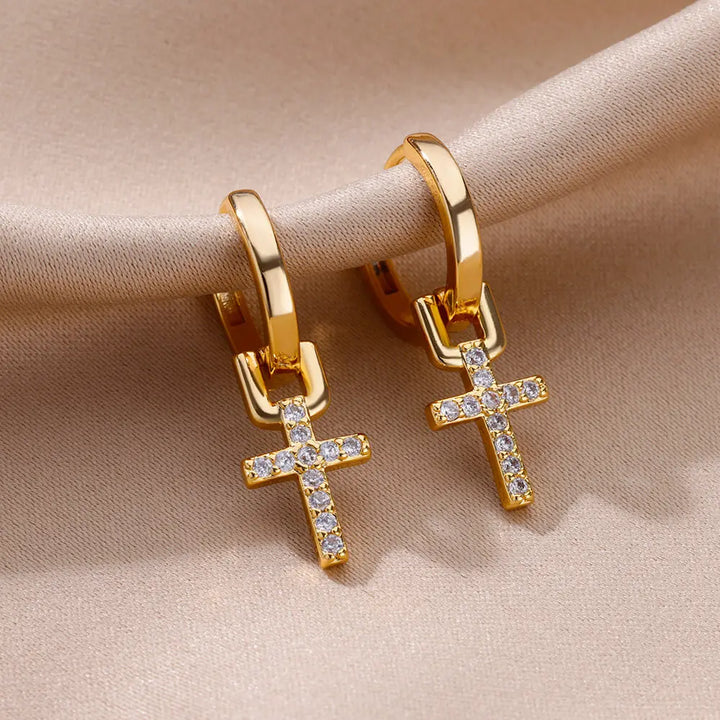 Selah Cross Charm Hoops