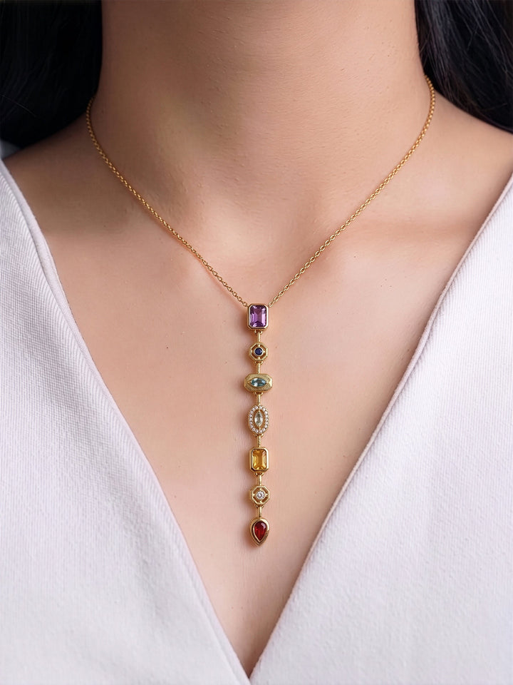 Sarelia 18K Gold Plated Multi Diamond Necklace