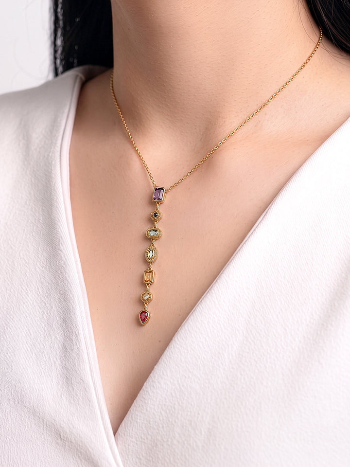 Sarelia 18K Gold Plated Multi Diamond Necklace