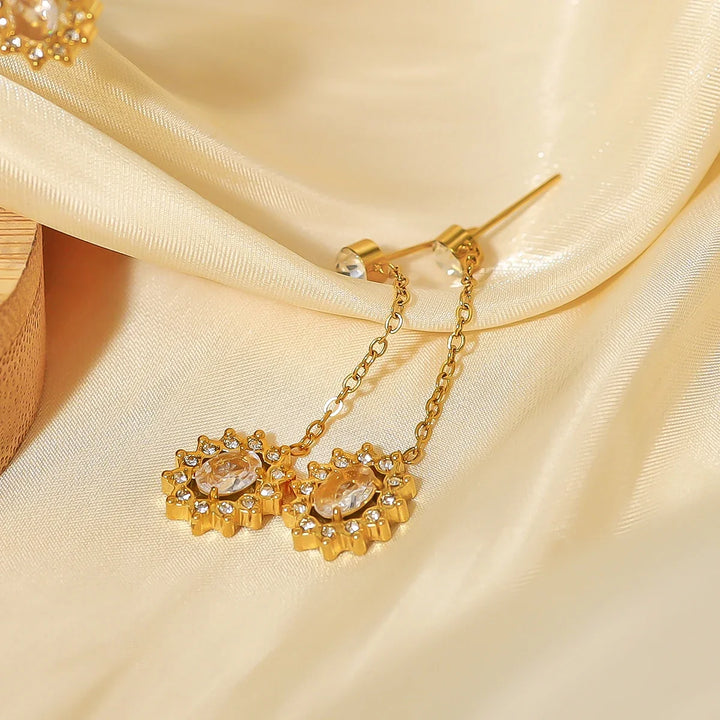 Crystal Medallion Drop Earrings