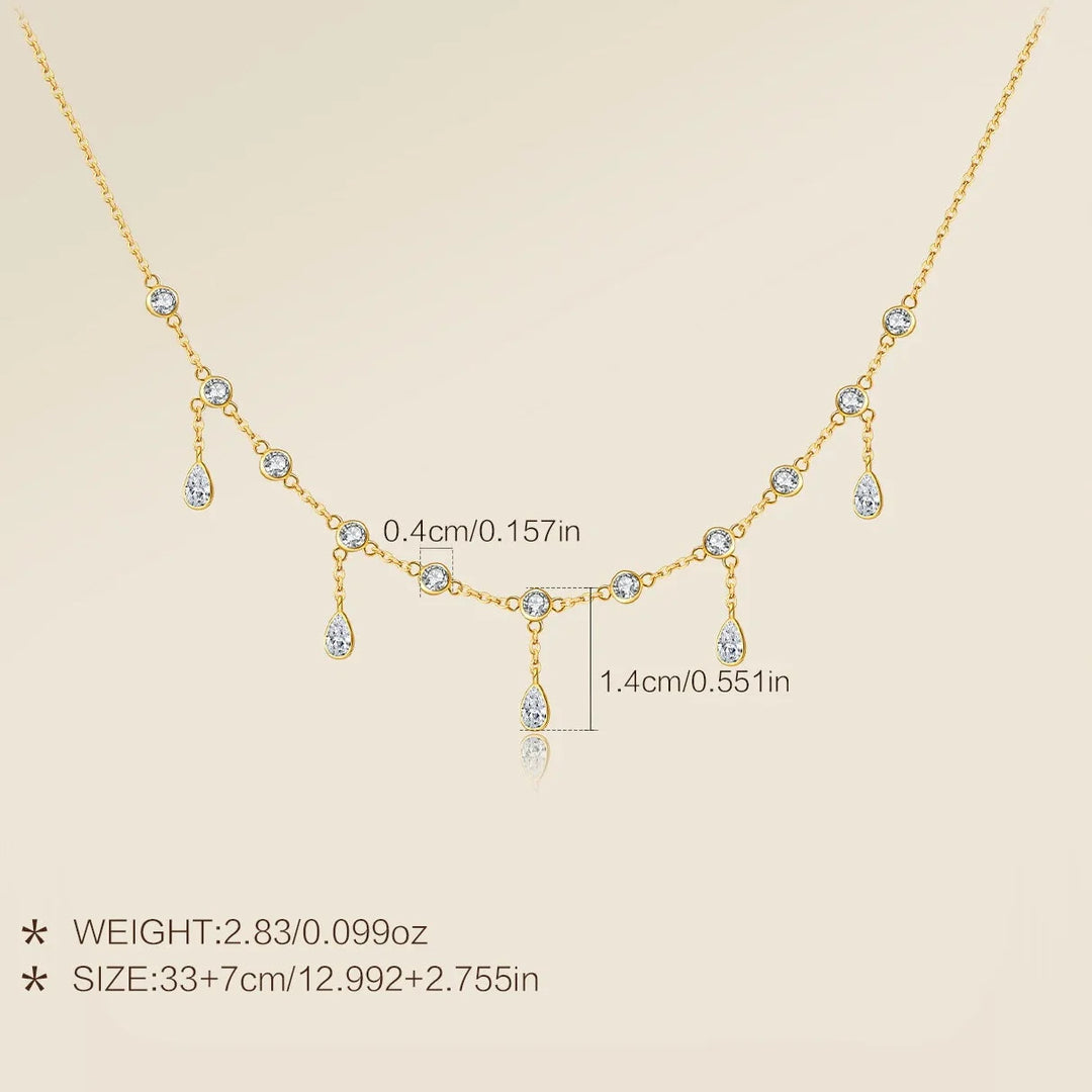Teardrop Crystal Y Necklace 925 Sterling Silver | Dainty Drop Necklace