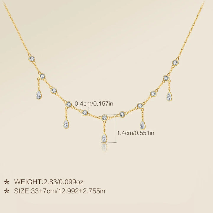 Teardrop Crystal Y Necklace 925 Sterling Silver | Dainty Drop Necklace