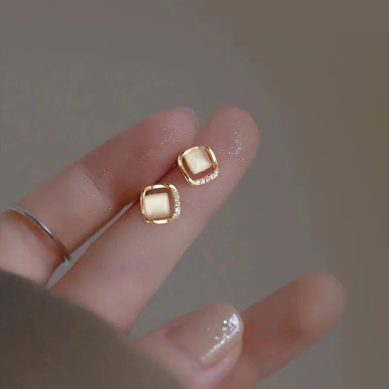 Camille Modern Opal Stud Earrings