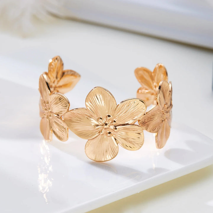 Azmira Sculpted Floral Cuff Bracelet