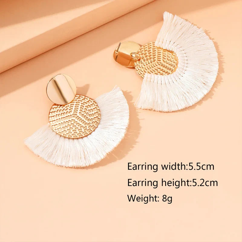 Velora Resort Chic Fan Tassel Earrings