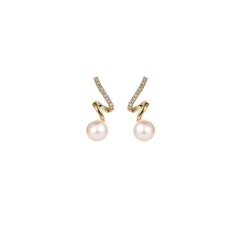 Calista Spiral Pearl Statement Earrings