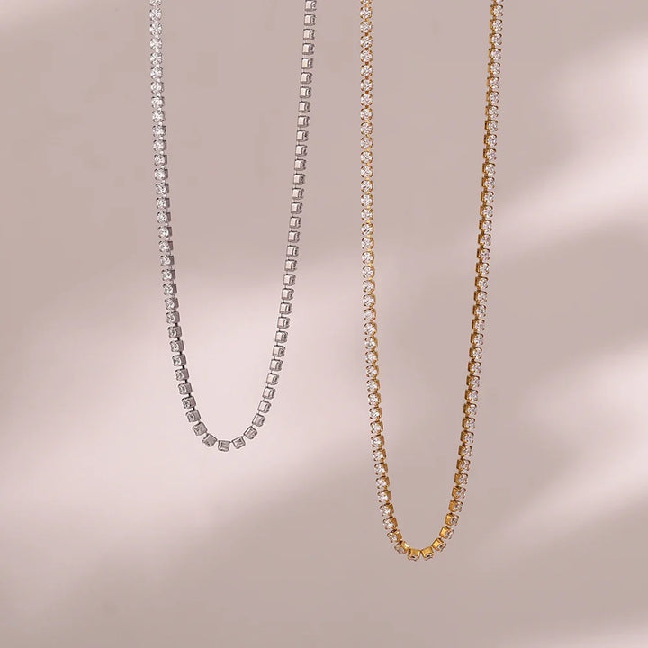2mm Dainty Tennis Chain Bracelet and Necklace